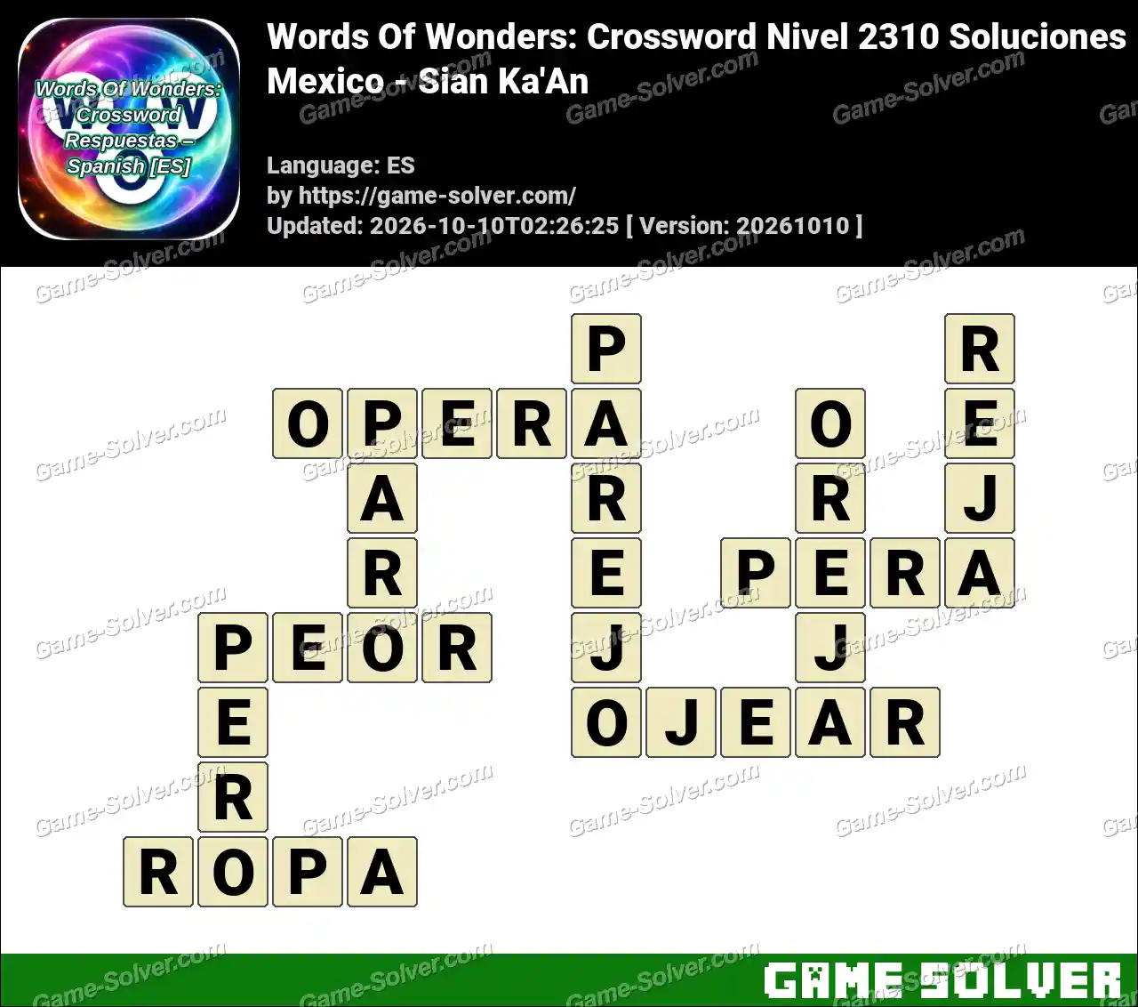 Words Of Wonders: Crossword Nivel 2310 Soluciones – Mexico – Sian Ka’An